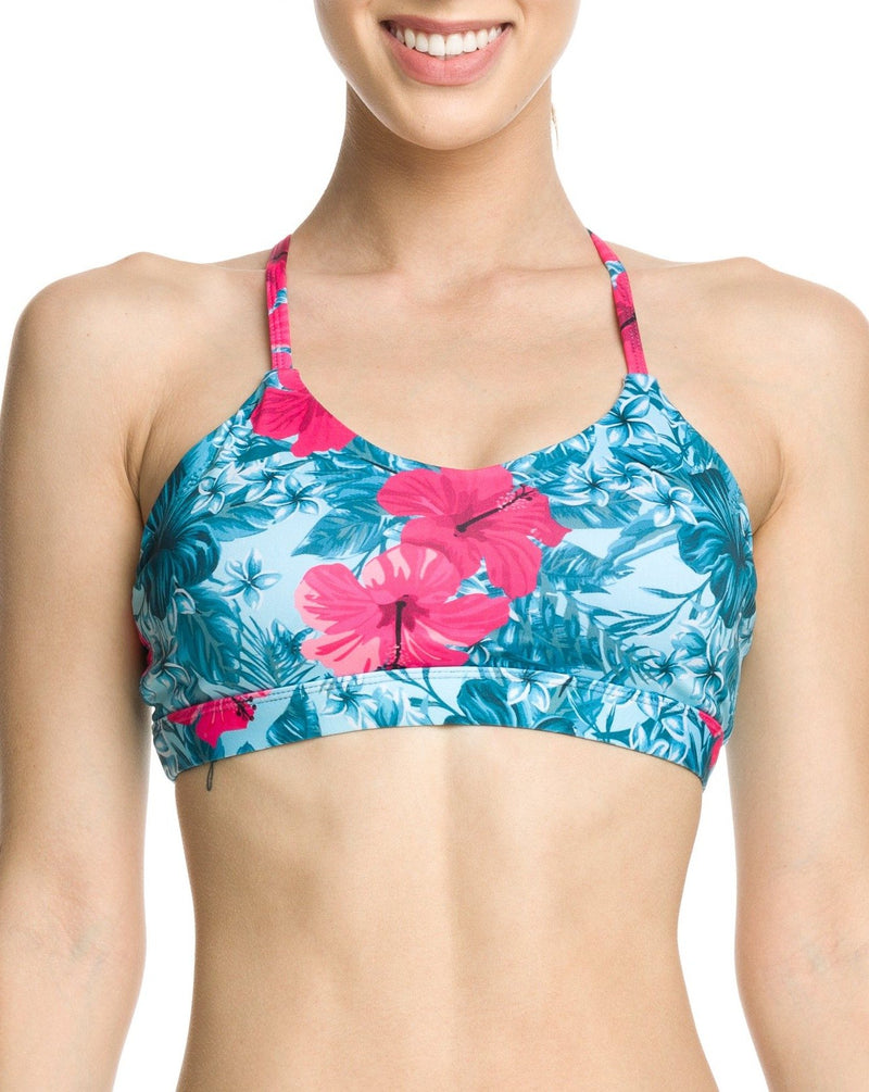 Namaste Sports Bra Hibiscus Love Teal