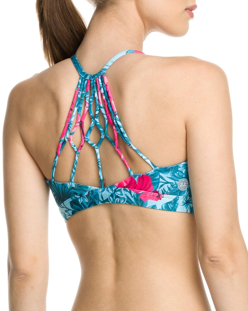 Namaste Sports Bra Hibiscus Love Teal