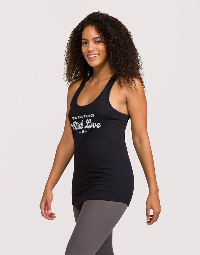 Do All Things With Love Racerback Tank Black